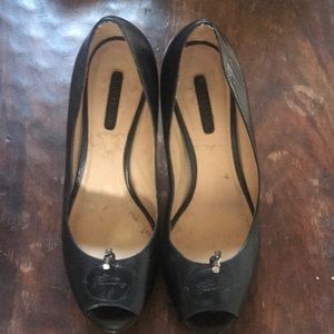 As is preloved longchamp leather peeptoe